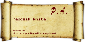 Papcsik Anita névjegykártya