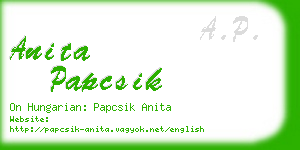 anita papcsik business card